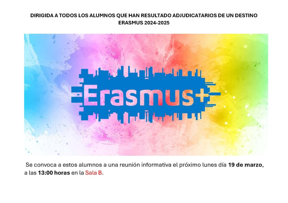Imagen REUNION INFORMATIVA ERASMUS 2024-25