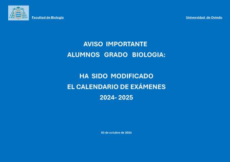 Imagen MODIFICACIÓN CALENDARIO EXÁMENES GRADO BIOLOGÍA